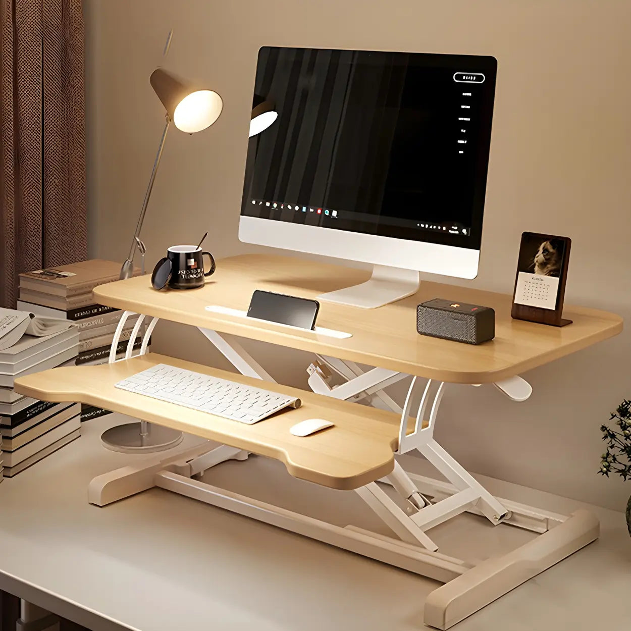 Adjustable Black Wood Folding Trestle Standing Desk