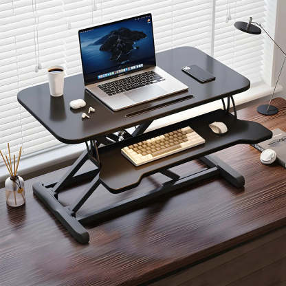 Adjustable Black Wood Folding Trestle Standing Desk