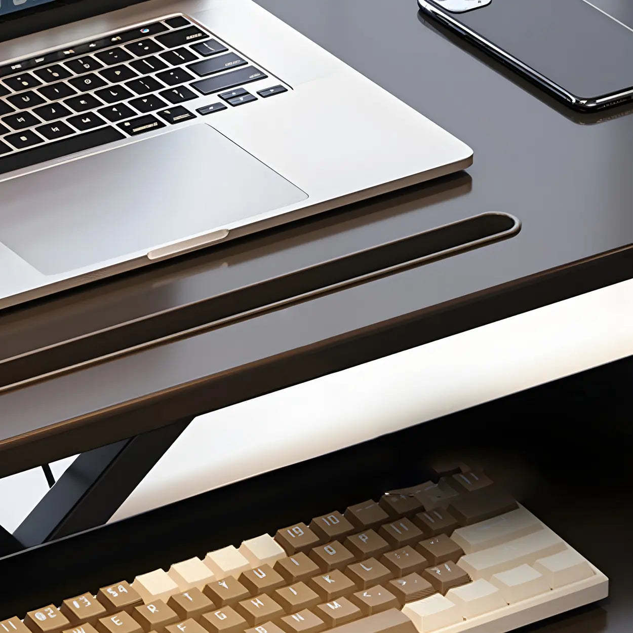 Adjustable Black Wood Folding Trestle Standing Desk