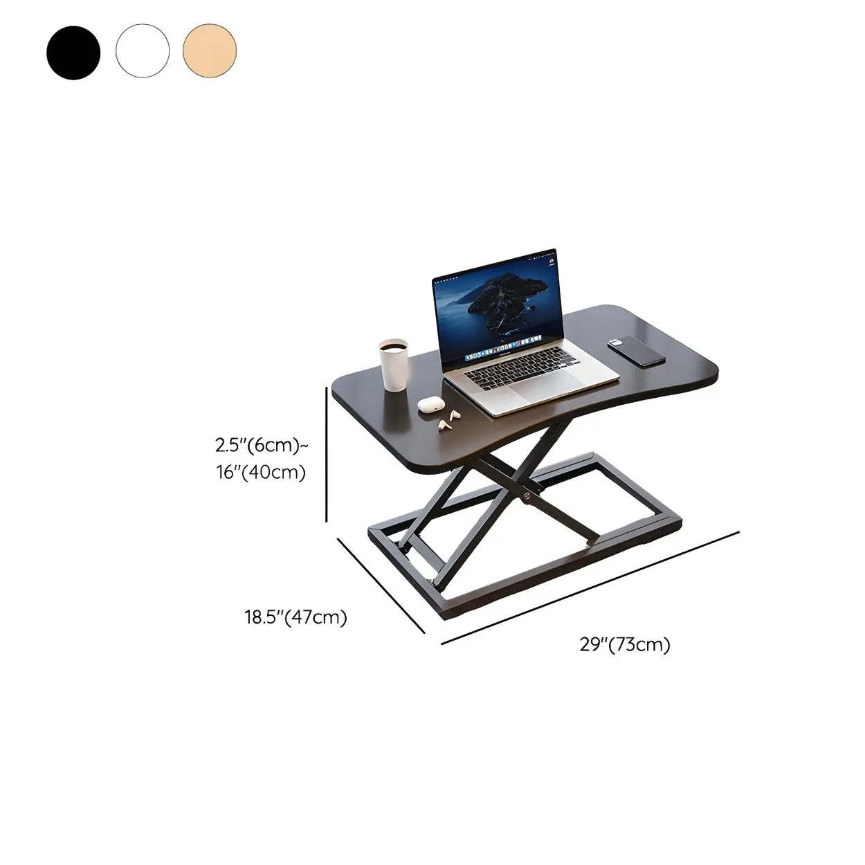 Adjustable Black Wood Folding Trestle Standing Desk