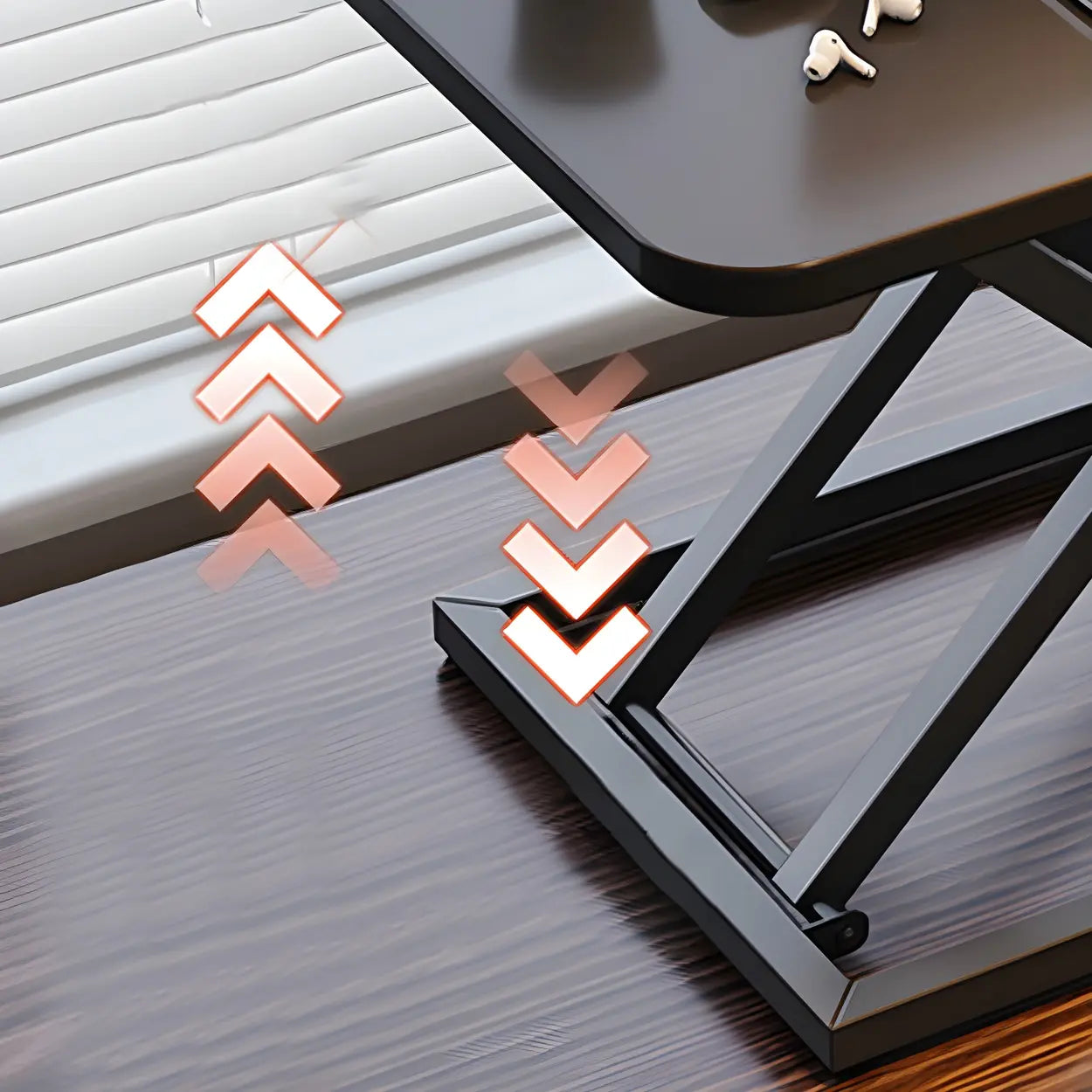 Adjustable Black Wood Folding Trestle Standing Desk — Natural Finish / Without Chairs