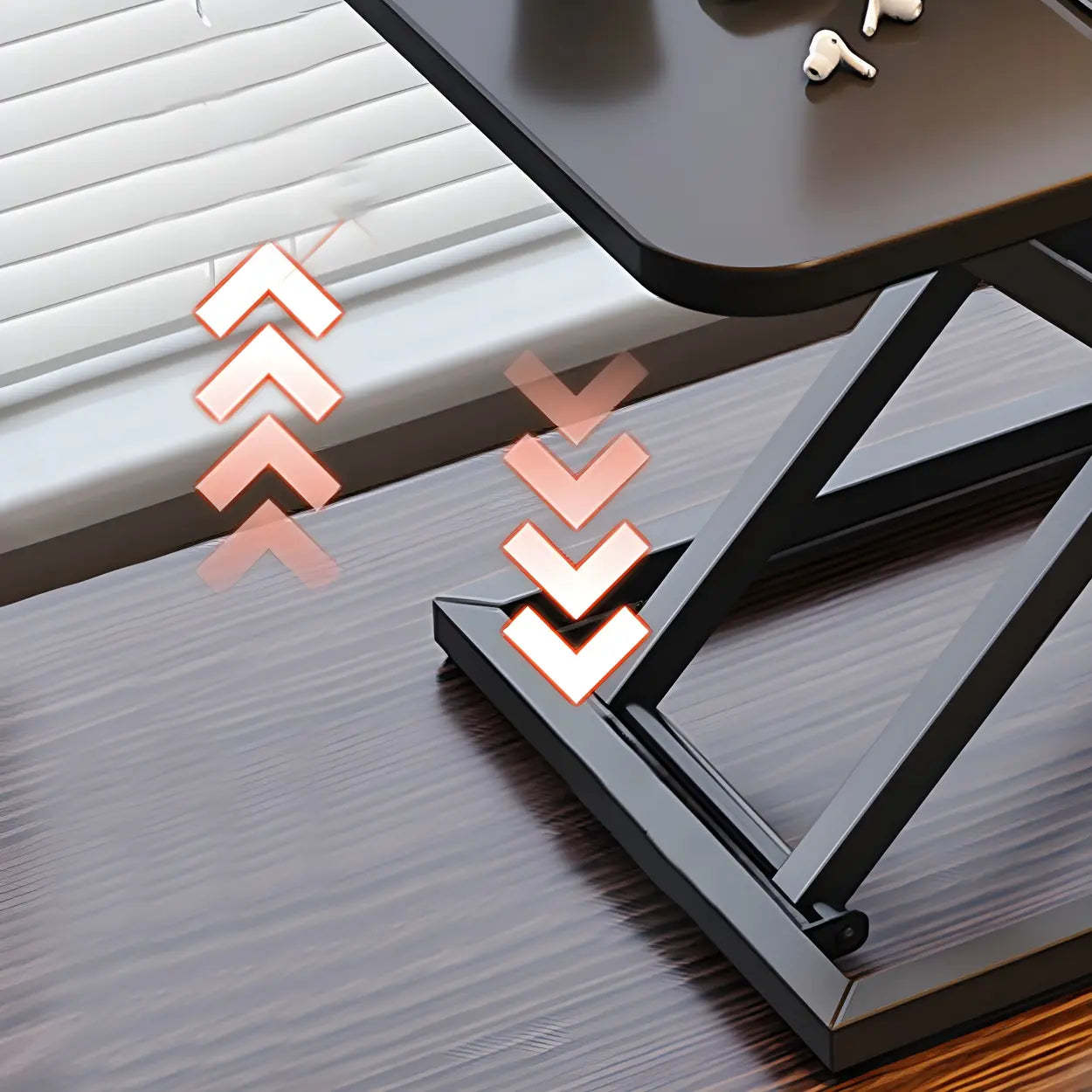 Adjustable Black Wood Folding Trestle Standing Desk — Natural Finish / Without Chairs