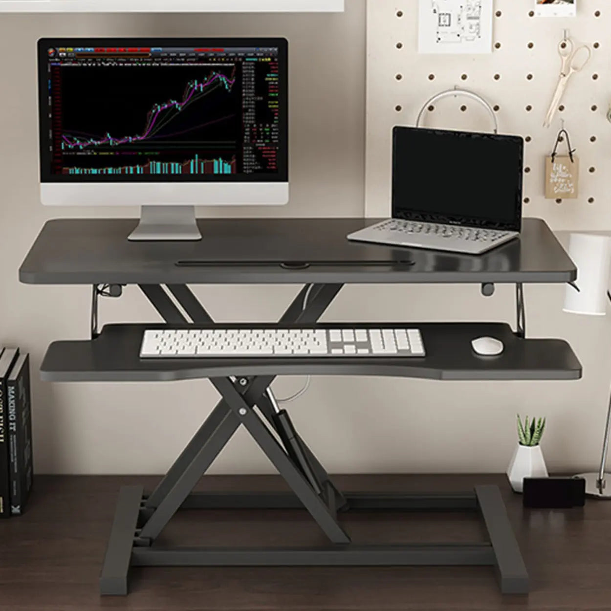 Adjustable Folding Wood Trestle Standing Desk