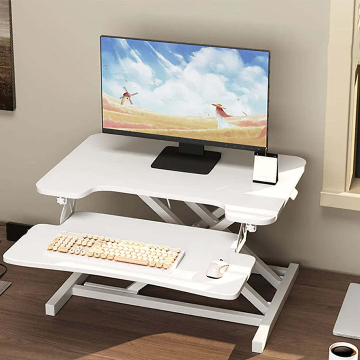 Modern desk trestle wood desks — 26" L x 16" W x 17" H / White