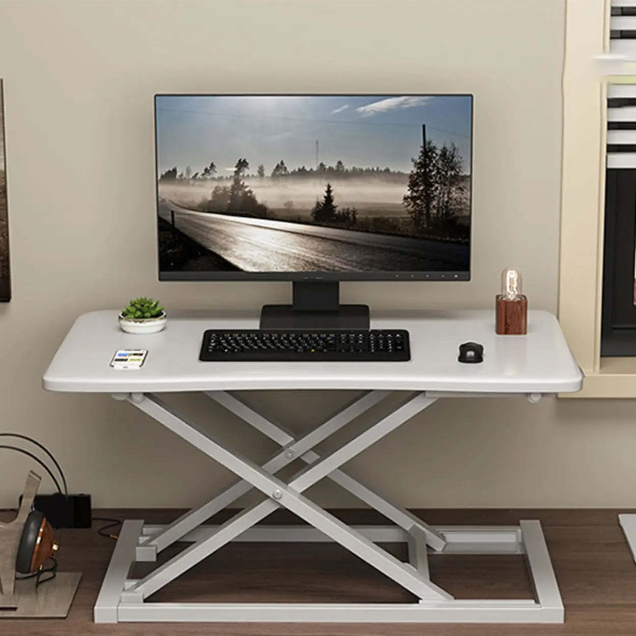 Adjustable Folding Wood Trestle Standing Desk