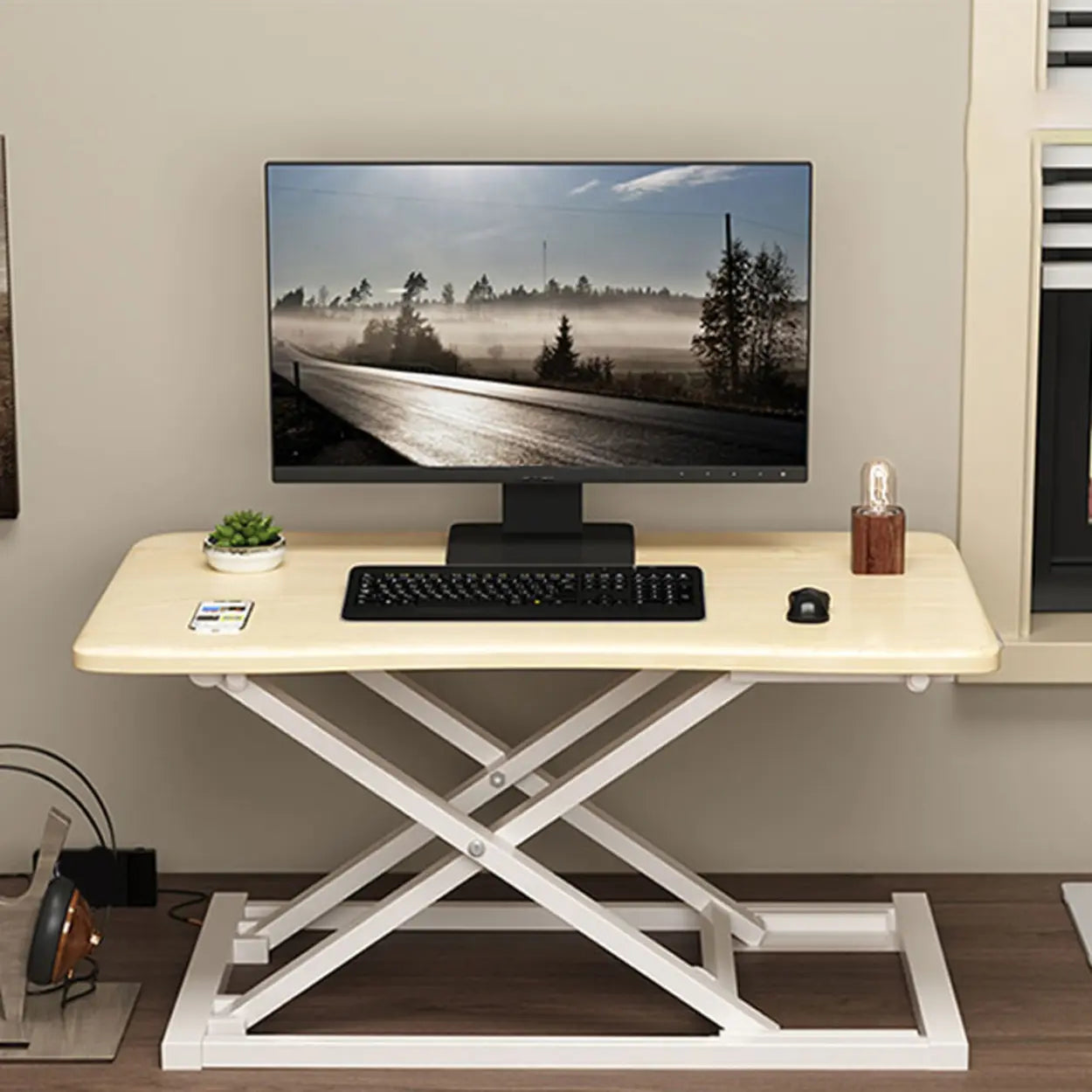 Adjustable Folding Wood Trestle Standing Desk