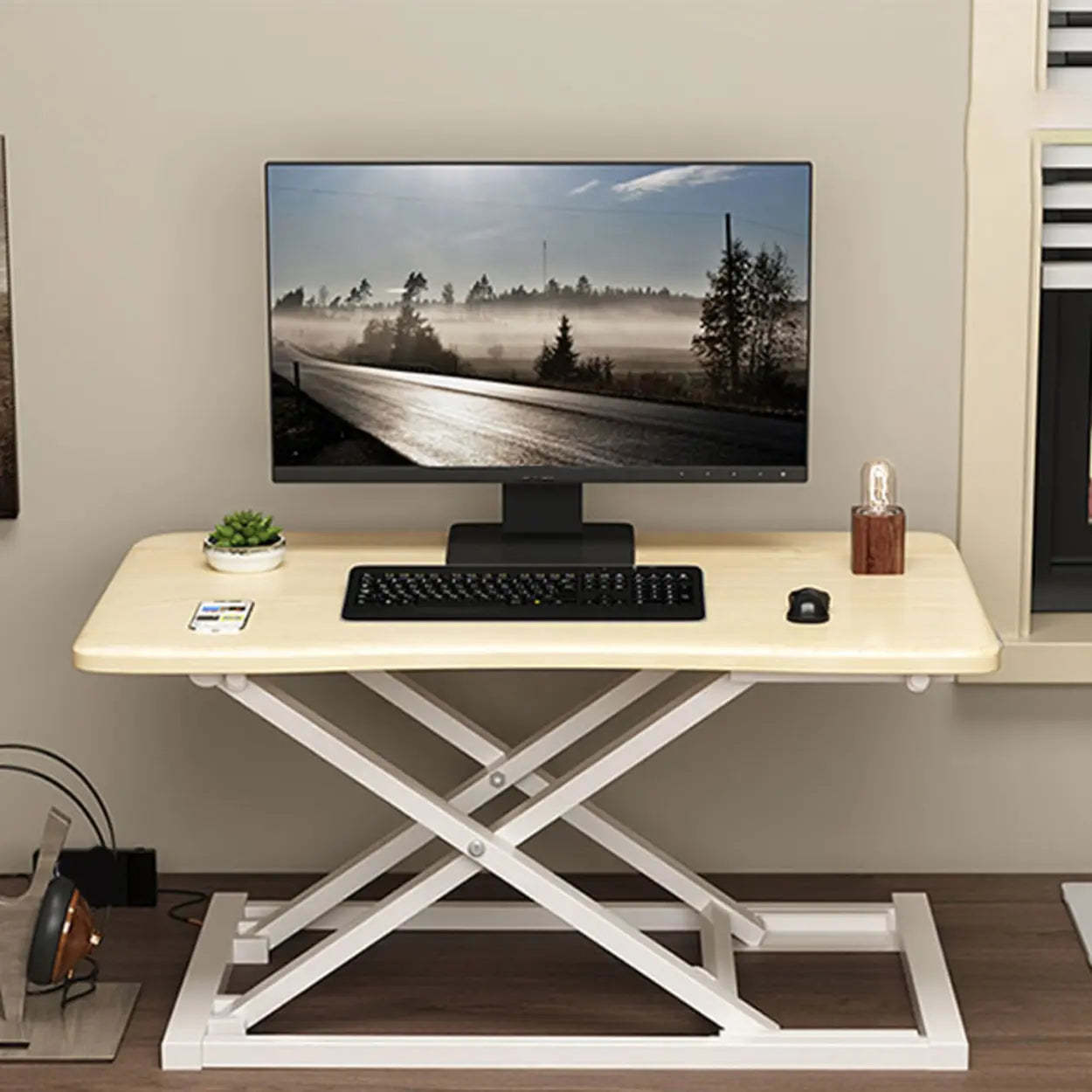 Adjustable Folding Wood Trestle Standing Desk