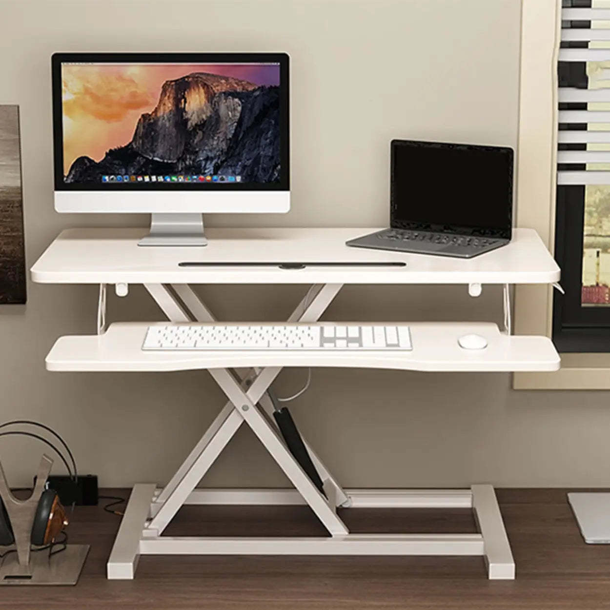 Adjustable Folding Wood Trestle Standing Desk