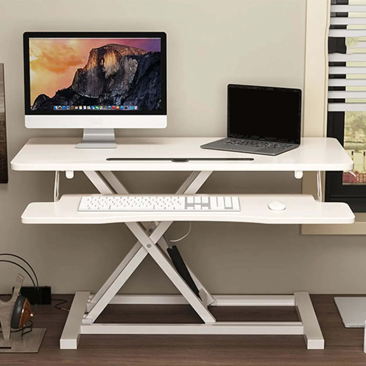 Adjustable Folding Wood Trestle Standing Desk