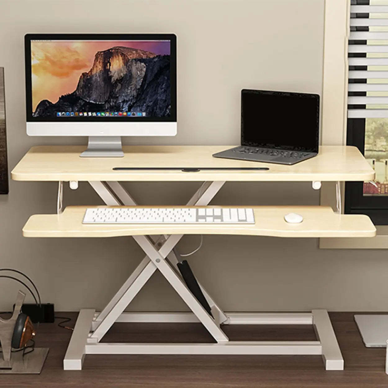 Adjustable Folding Wood Trestle Standing Desk