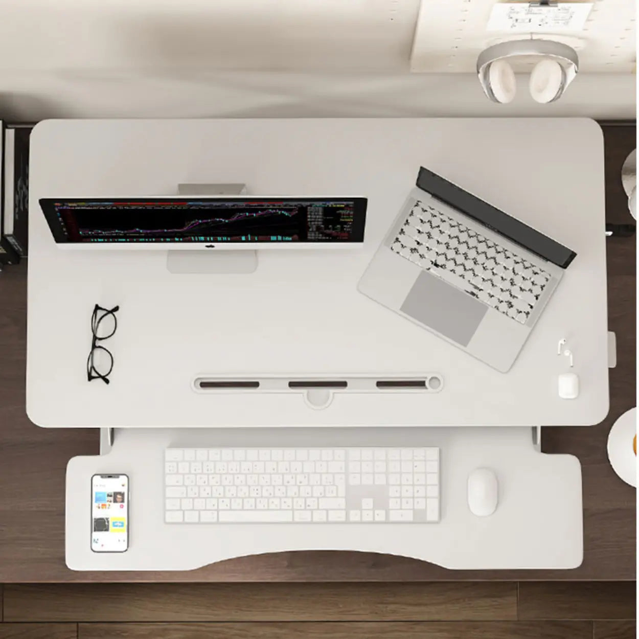 Adjustable Folding Wood Trestle Standing Desk — Black / Table Only
