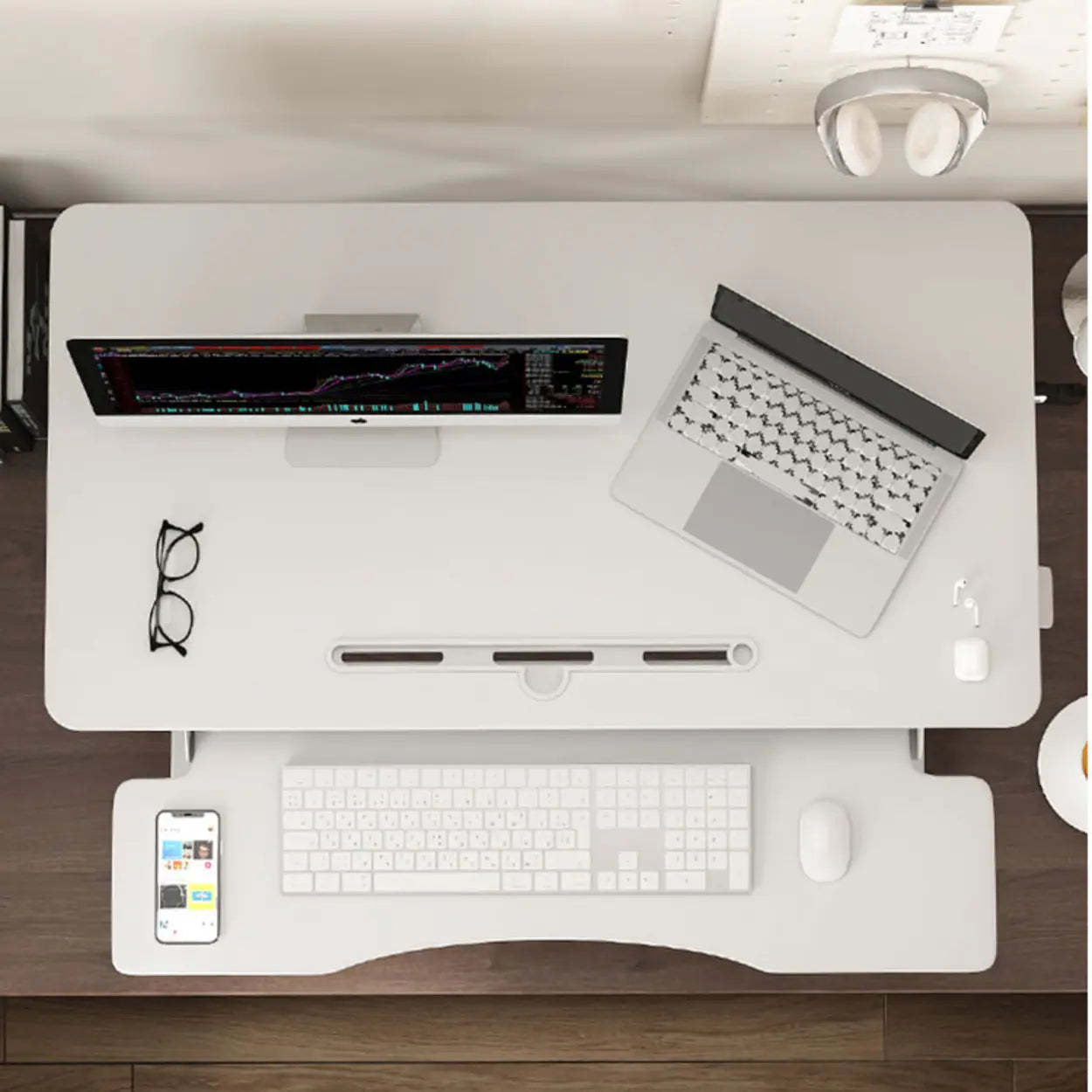 Adjustable Folding Wood Trestle Standing Desk — Black / Table Only