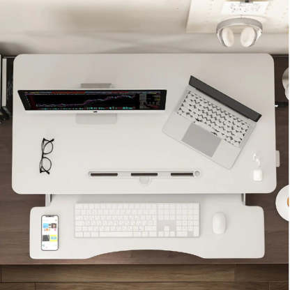 Adjustable Folding Wood Trestle Standing Desk — Black / Table Only