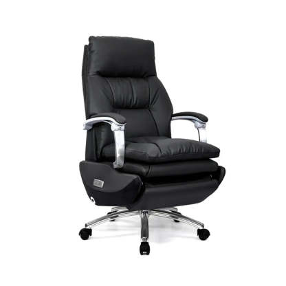 Adjustable Gray Ergonomic Leather Swivel Task Chair — Dark Gray / Cow Leather