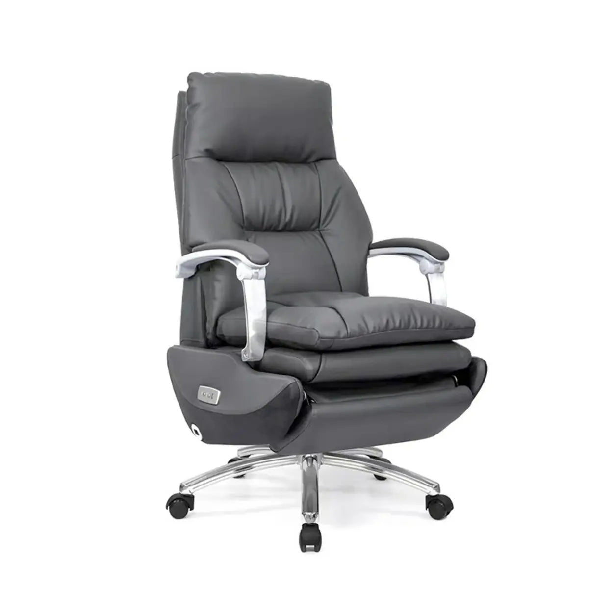 Adjustable Gray Ergonomic Leather Swivel Task Chair — Dark Gray / Faux Leather