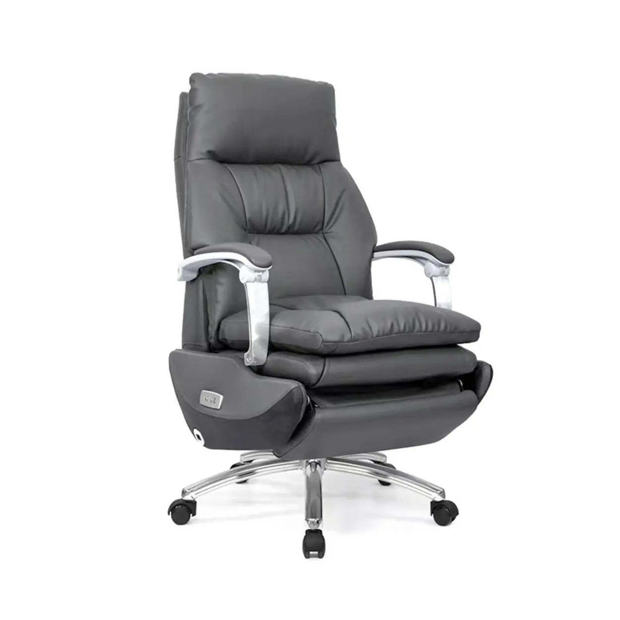 Adjustable Gray Ergonomic Leather Swivel Task Chair — Dark Gray / Faux Leather