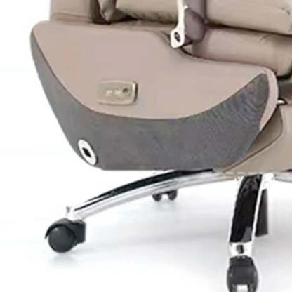 Adjustable Gray Ergonomic Leather Swivel Task Chair — Light Coffee / Cow Leather