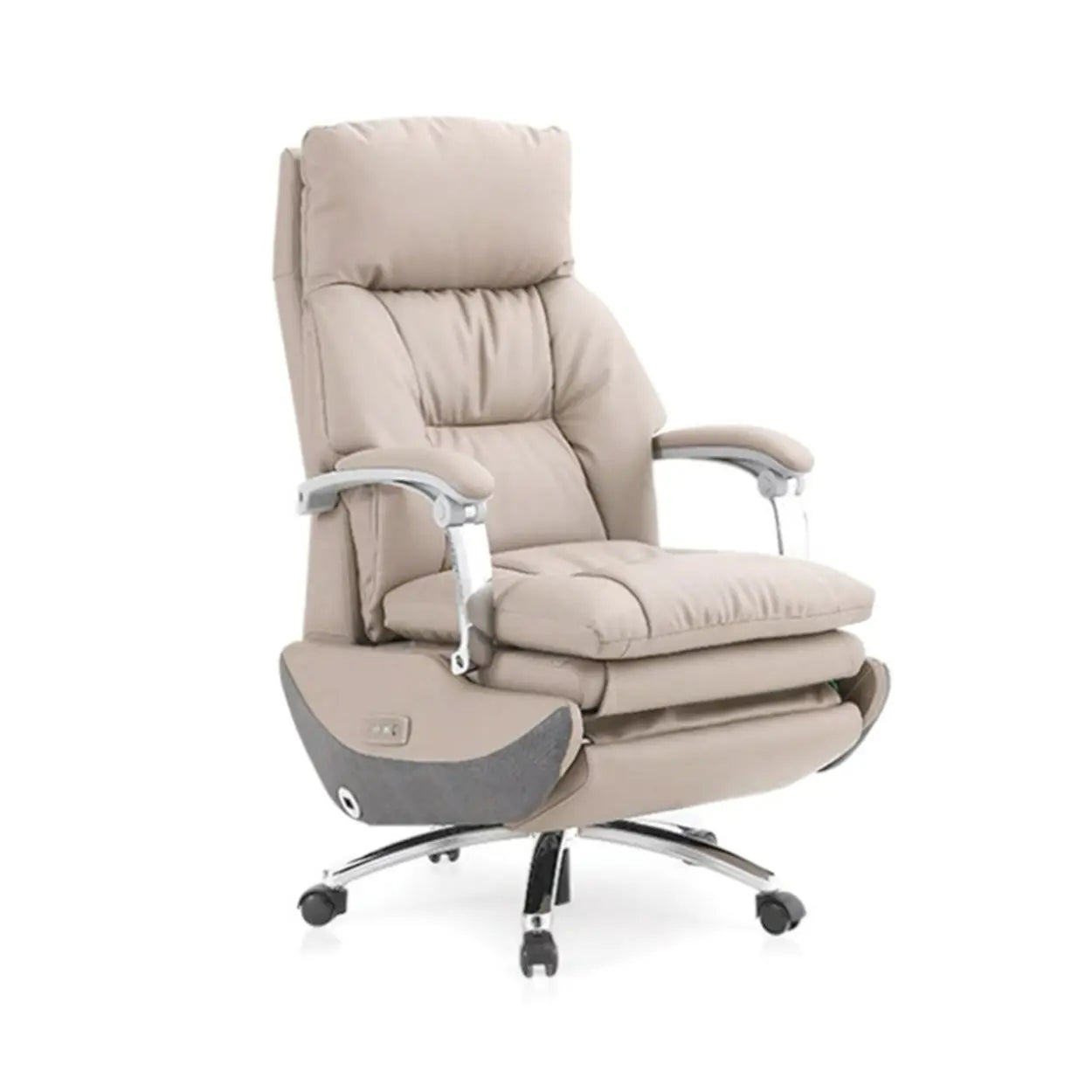 Adjustable Gray Ergonomic Leather Swivel Task Chair