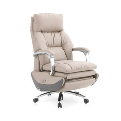 Adjustable Gray Ergonomic Leather Swivel Task Chair
