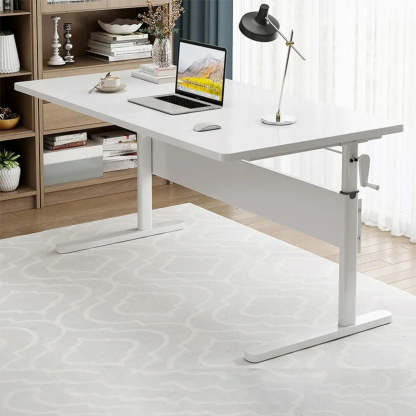 Adjustable Brown Wood T-Shape Standing Desk