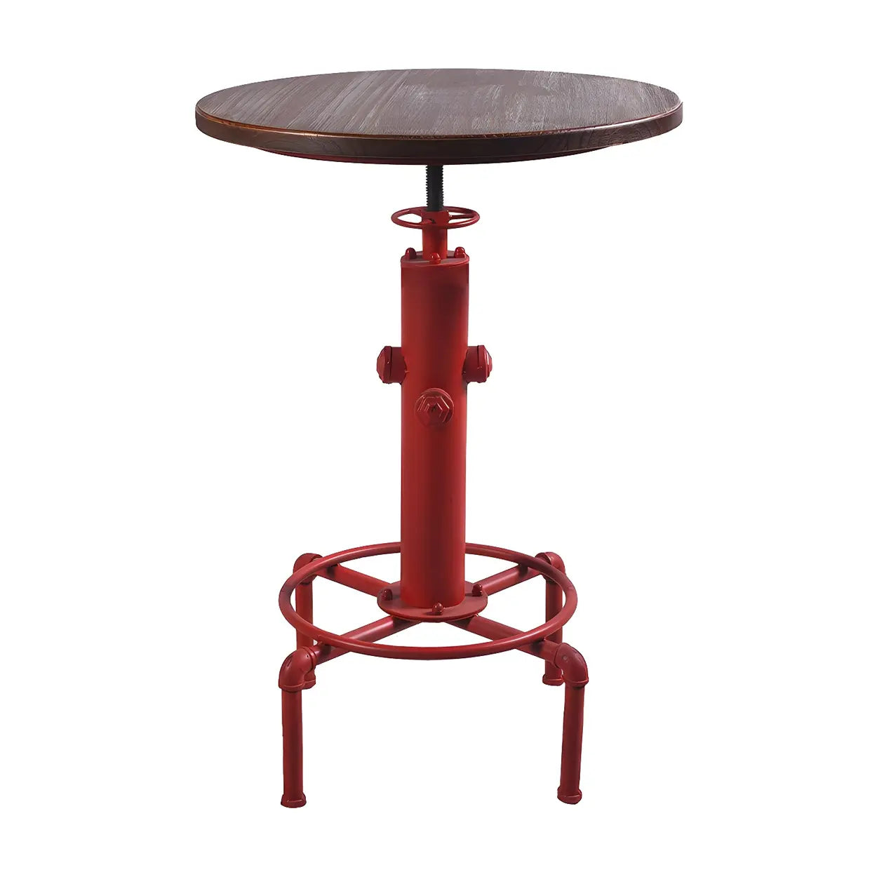 Industrial Adjustable Height Bar Table with Wood Top — White / Table Only