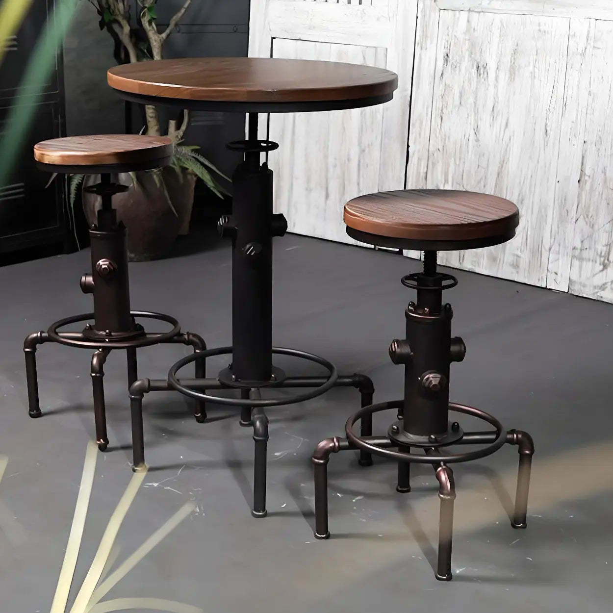 Industrial top height black bar tables