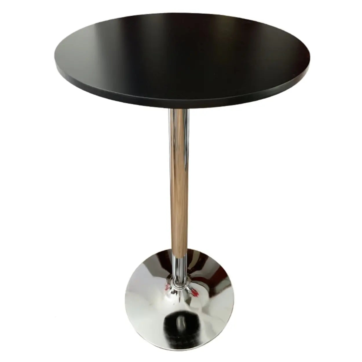 Modern Round Adjustable Bistro Bar Height Table — White/ Silver / Table Only