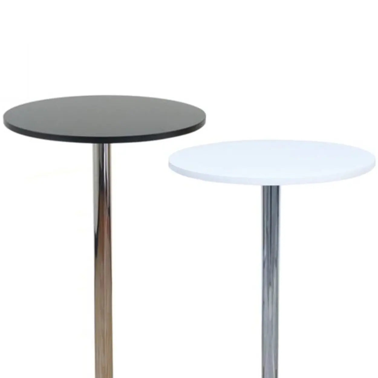 Modern Round Adjustable Bistro Bar Height Table — White/ Silver / Table Only