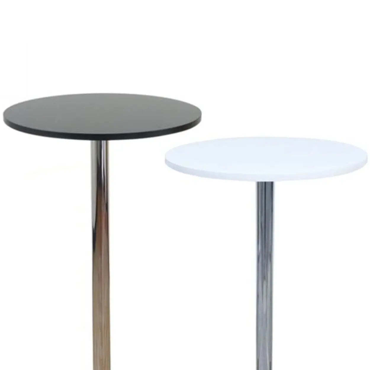 Modern Round Adjustable Bistro Bar Height Table — White/ Silver / Table Only