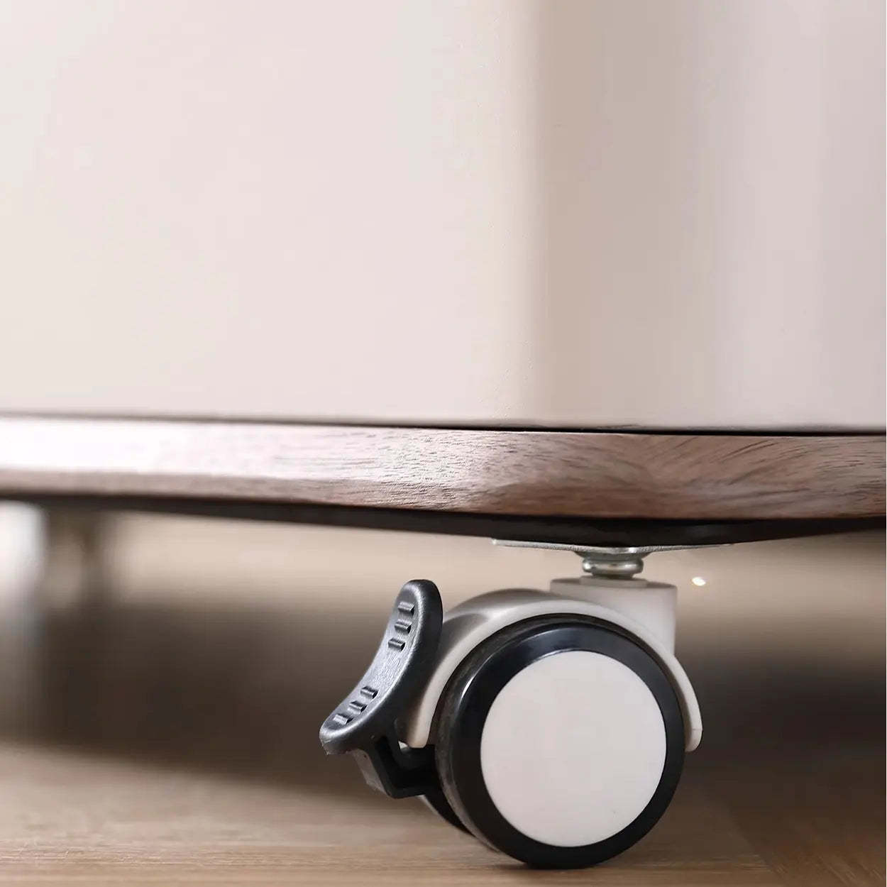 Adjustable Rectangular Wood Side Table with Wheels
