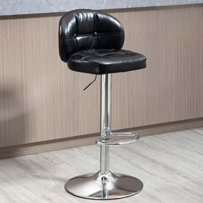 Swivel Bar Stool with Cushioned Back — Red
