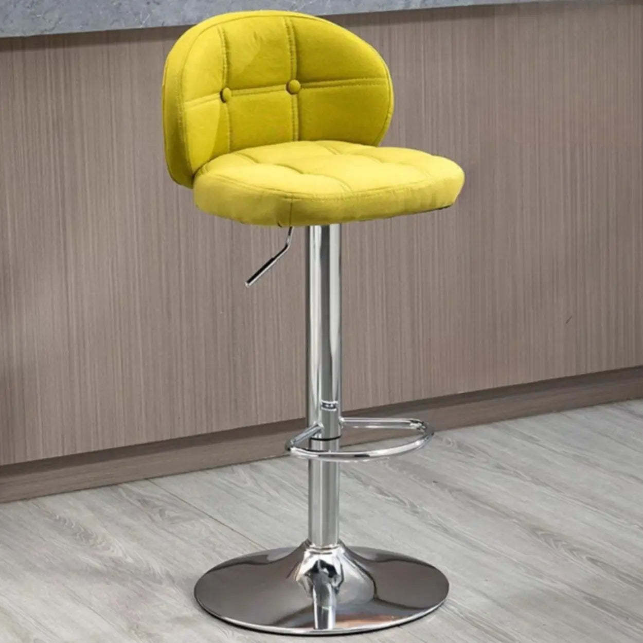 Swivel Bar Stool with Cushioned Back — Brown