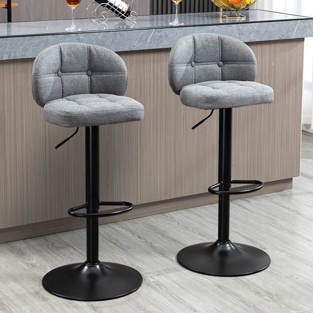 Swivel Bar Stool with Cushioned Back — Grass Green