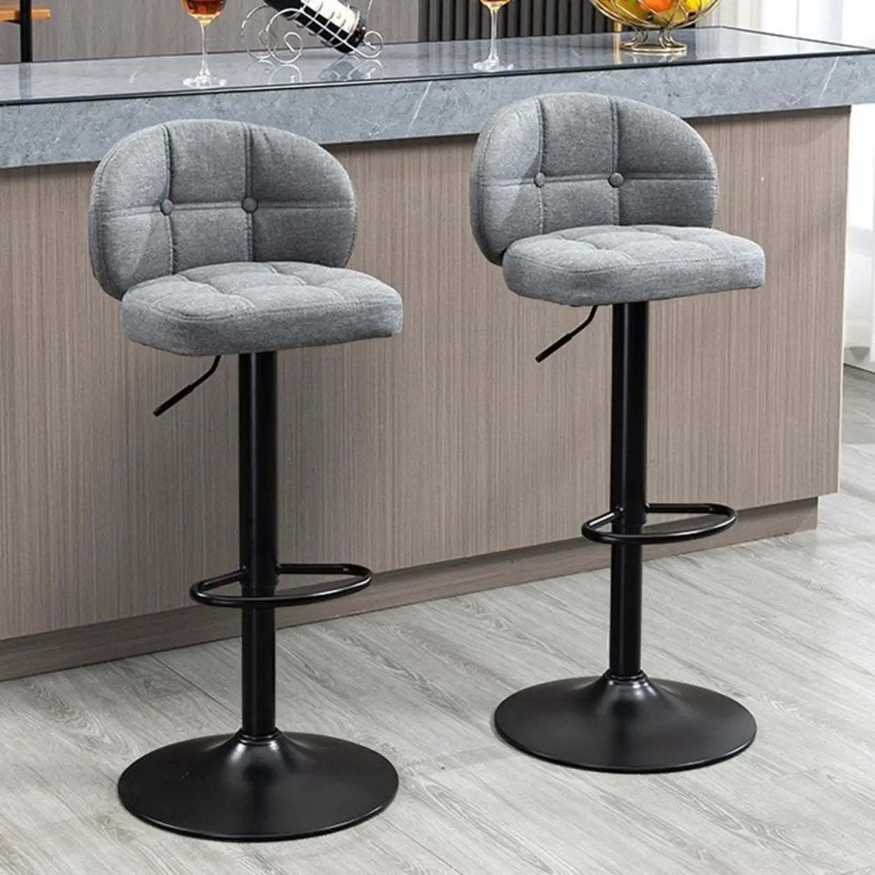Swivel Bar Stool with Cushioned Back — Grass Green