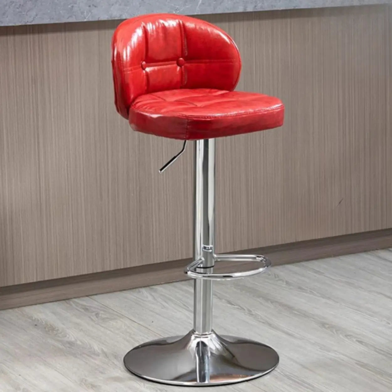 Swivel Bar Stool with Cushioned Back — Grey