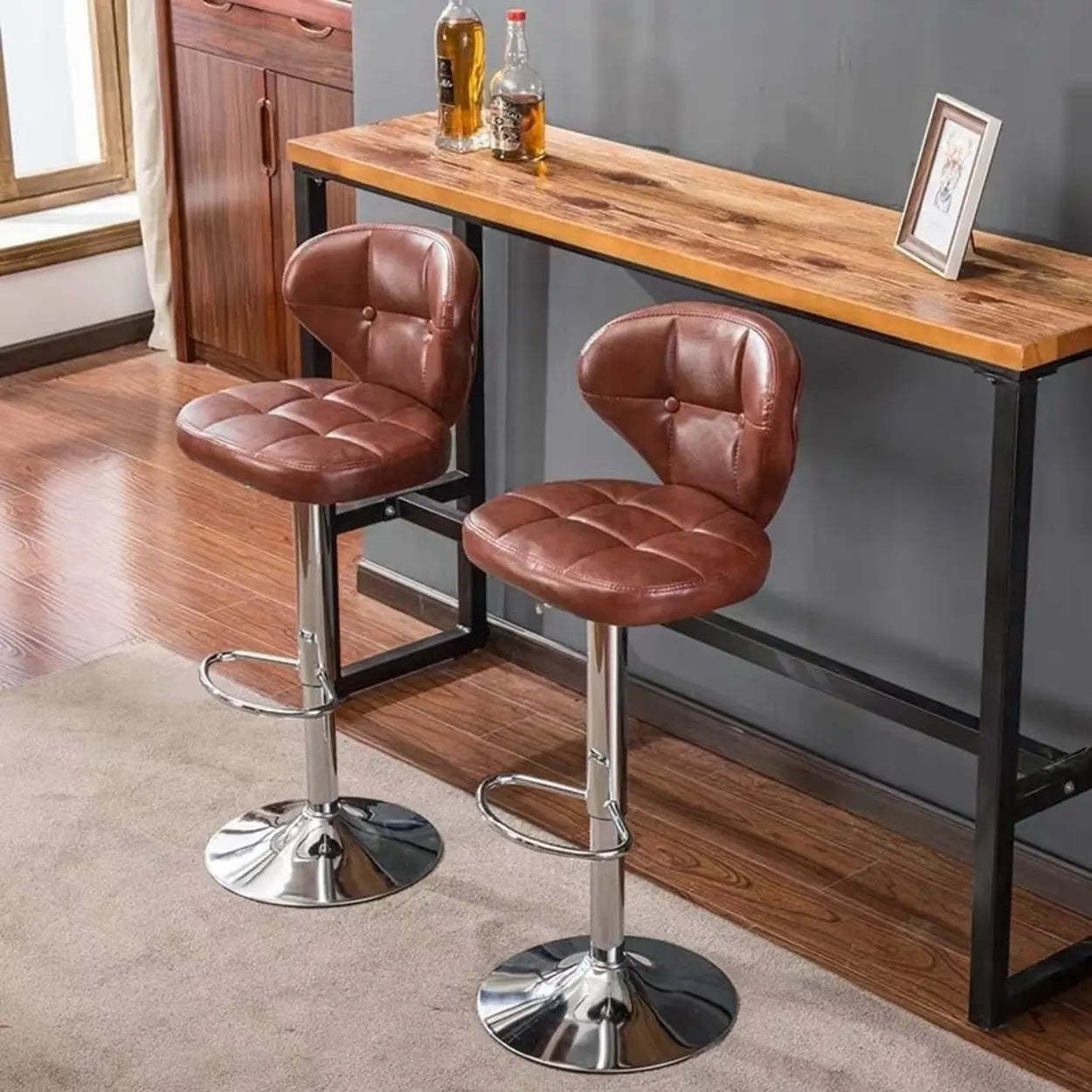 Swivel Bar Stool with Cushioned Back