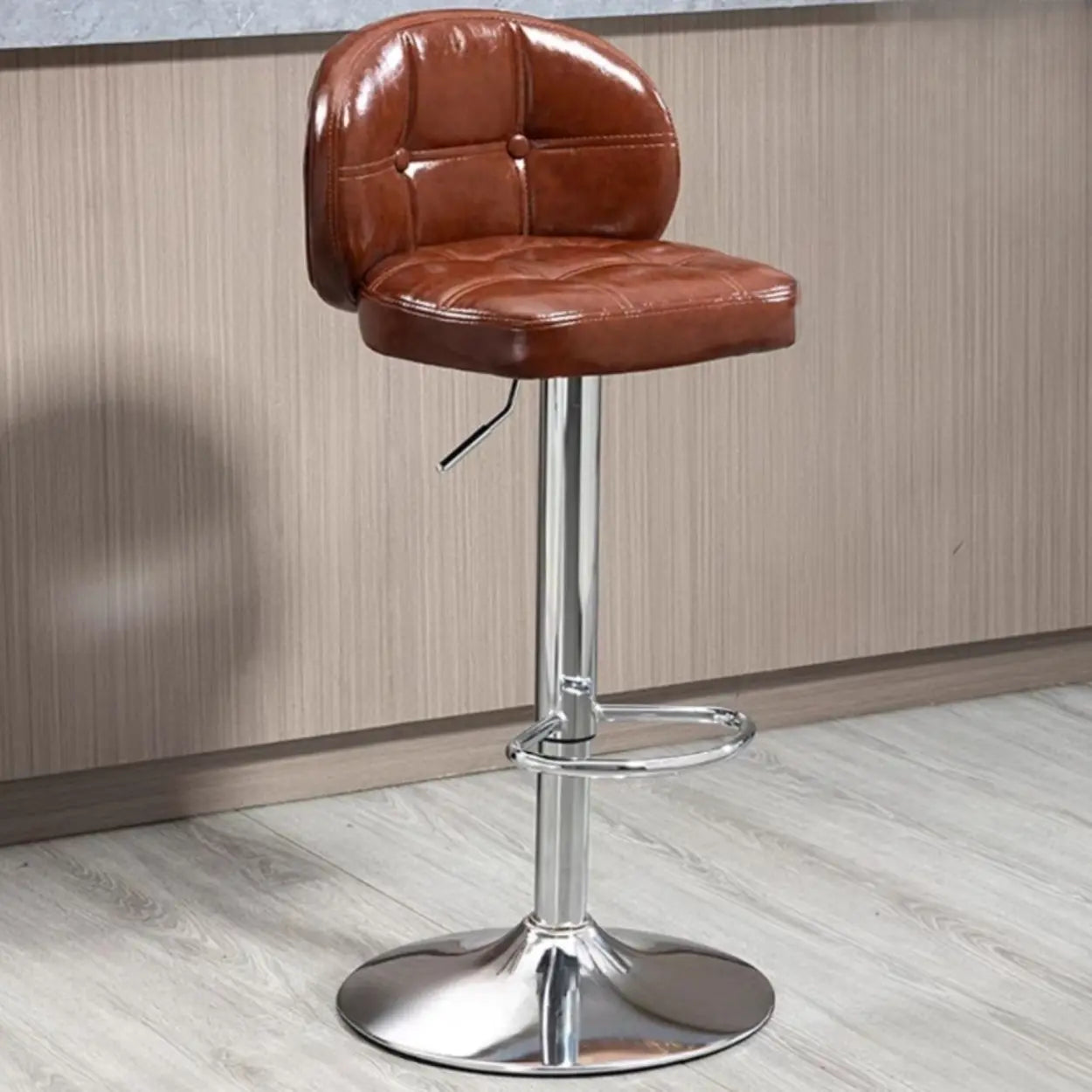 Swivel Bar Stool with Cushioned Back