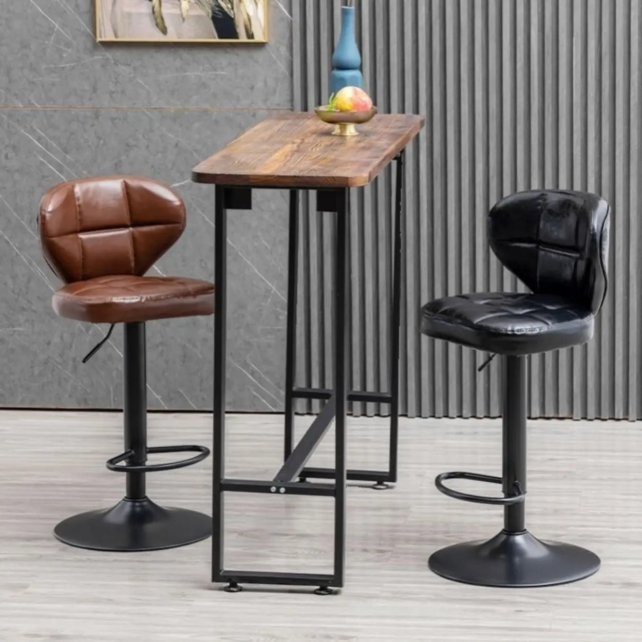 Swivel Bar Stool with Cushioned Back