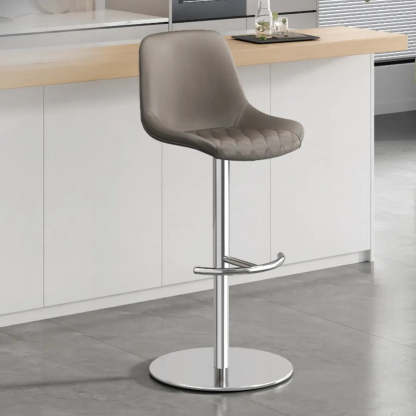Adjustable Swivel Leather Bar Stool with Footrest — Yellow