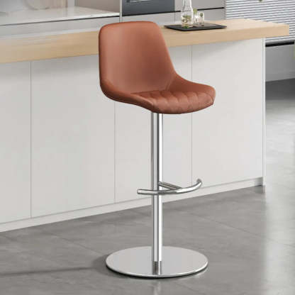 Adjustable Swivel Leather Bar Stool with Footrest