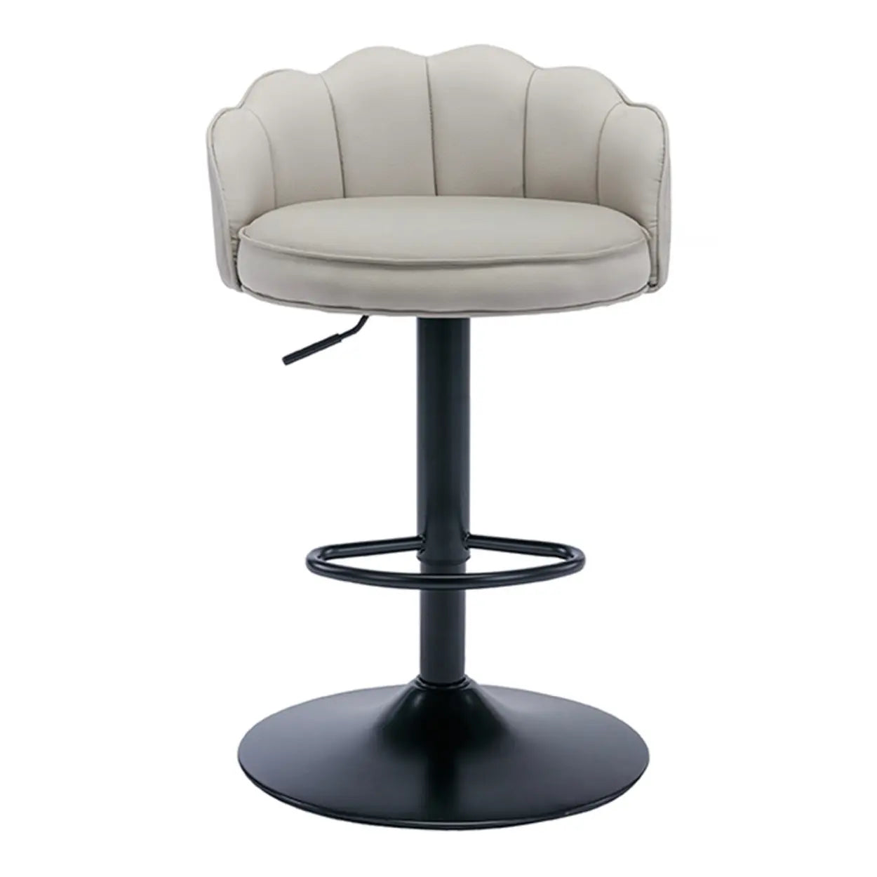 Adjustable Height Leather Curved-Back Swivel Bar Stool