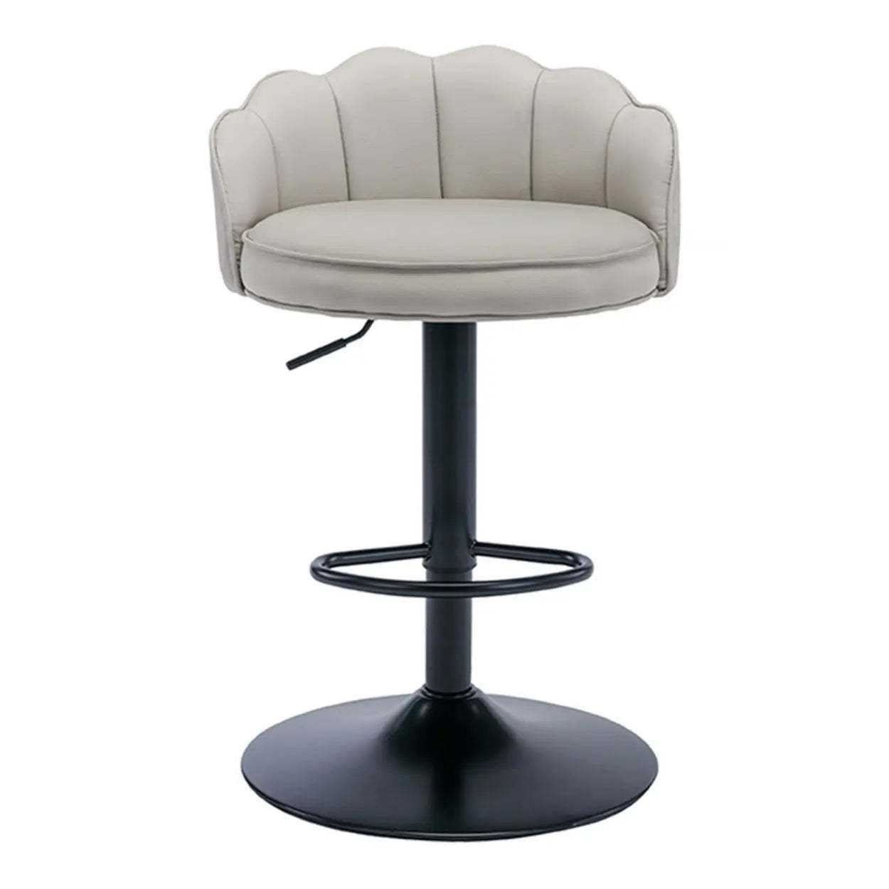 Adjustable Height Leather Curved-Back Swivel Bar Stool