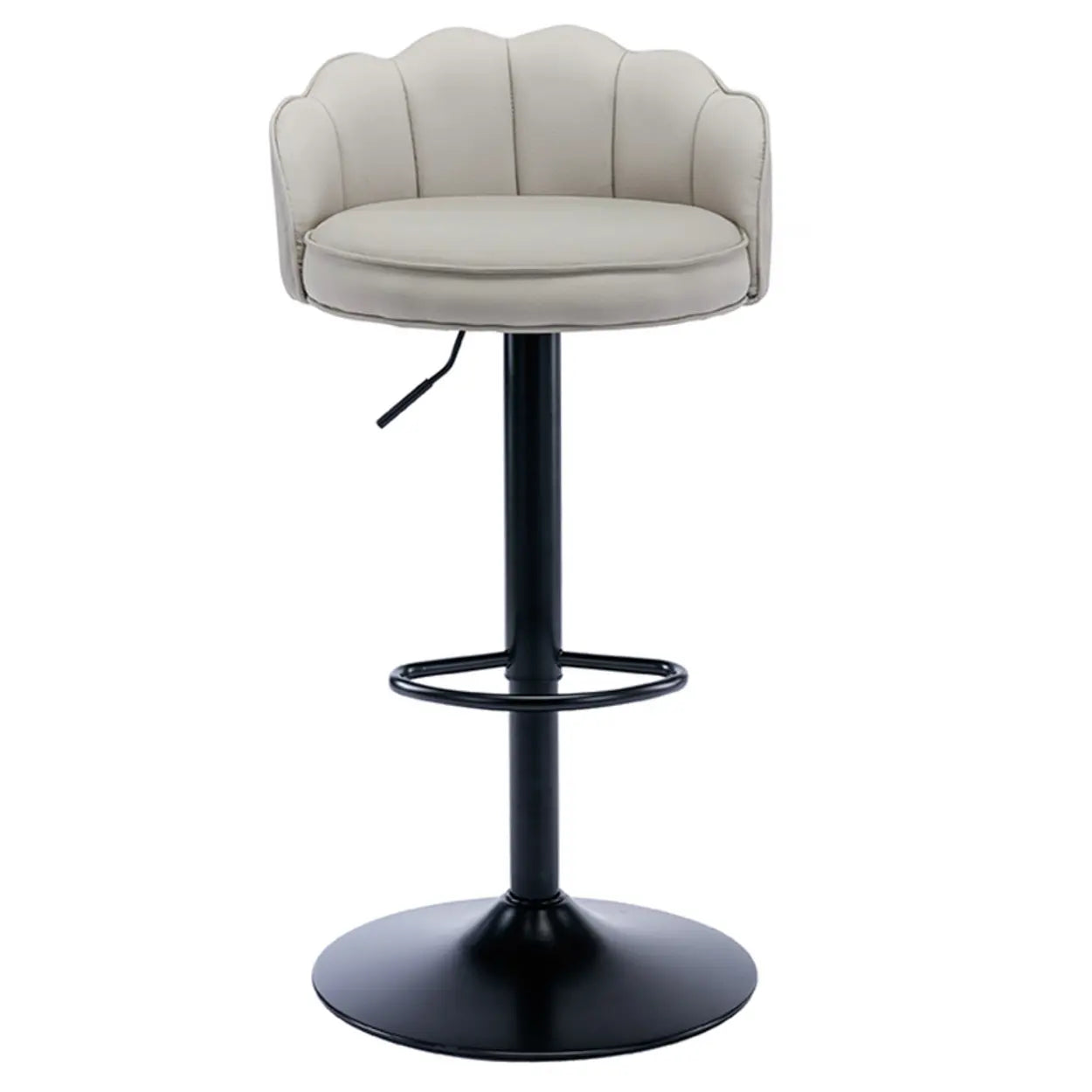 Adjustable Height Leather Curved-Back Swivel Bar Stool