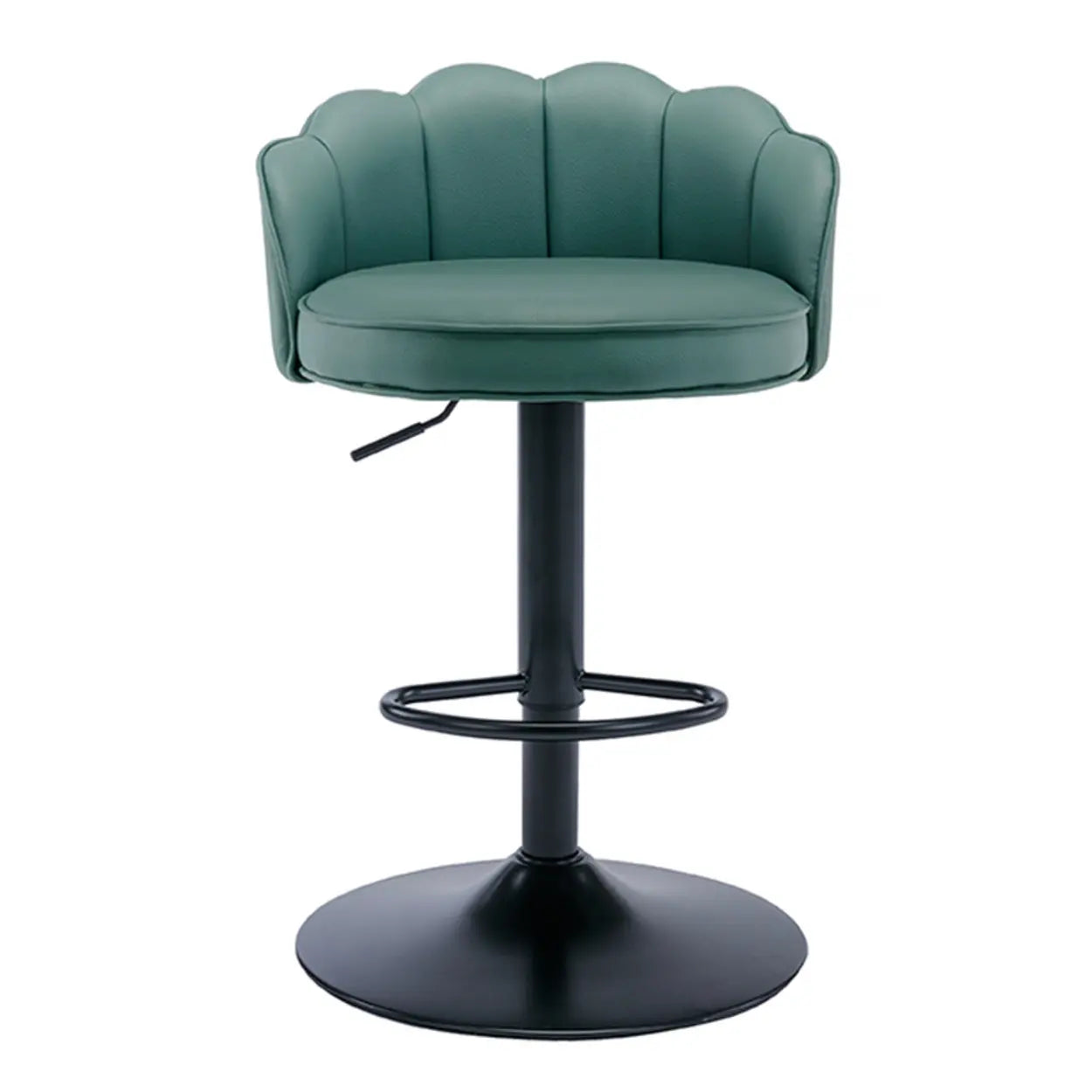 Adjustable Height Leather Curved-Back Swivel Bar Stool