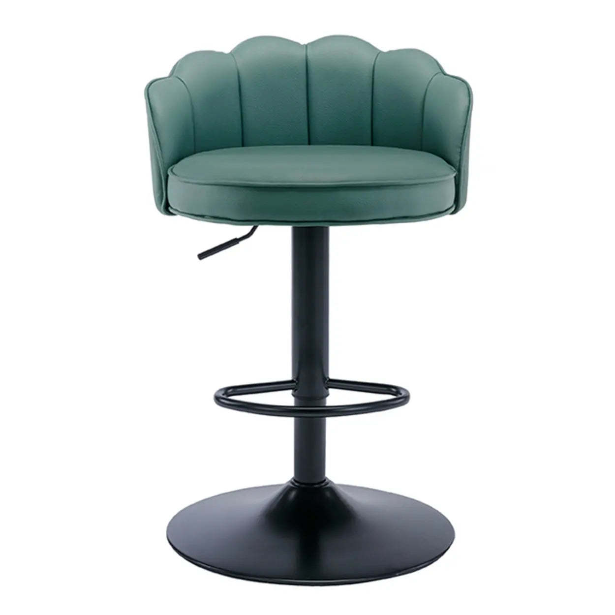Adjustable Height Leather Curved-Back Swivel Bar Stool