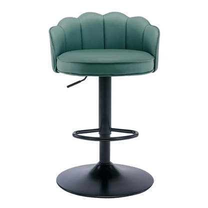 Adjustable Height Leather Curved-Back Swivel Bar Stool