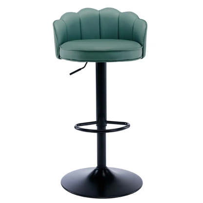 Adjustable Height Leather Curved-Back Swivel Bar Stool
