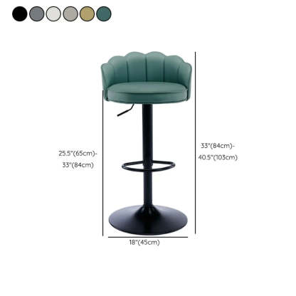 Adjustable Height Leather Curved-Back Swivel Bar Stool