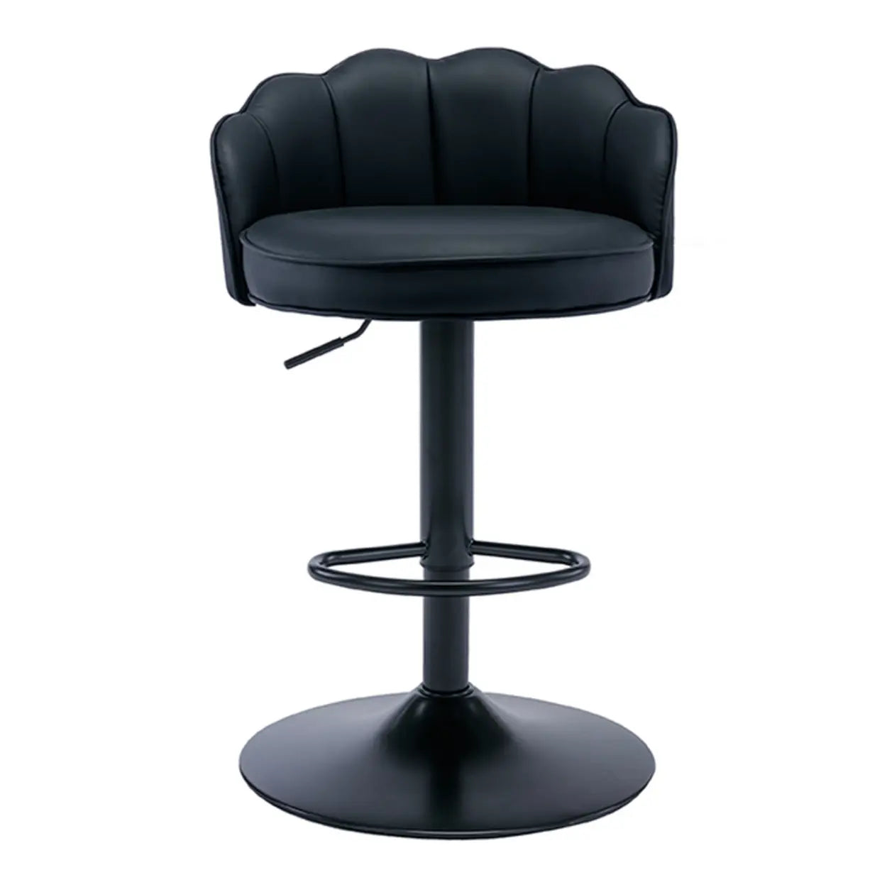 Adjustable Height Leather Curved-Back Swivel Bar Stool — White