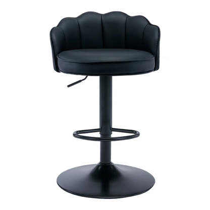 Adjustable Height Leather Curved-Back Swivel Bar Stool — White
